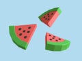3d rendering low poly watermelon red green blue background Royalty Free Stock Photo