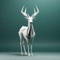 low poly white deer on a green background