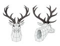 Low poly wireframe stag, deer Royalty Free Stock Photo