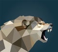 Low poly Wolf art, wolf roar, animal low poly illustration, gradient background template, vector