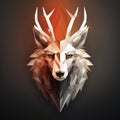 low poly wolf head on black background