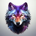 low poly wolf head vector illustration