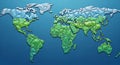 Low Poly World Map with Gradient Blue Background Royalty Free Stock Photo