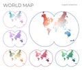Low Poly World Map Set. Royalty Free Stock Photo