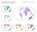 Low Poly World Map Set. Royalty Free Stock Photo