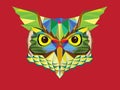 Low polygon Owl head in geometric pattern illutration