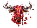 Low polygon Red bull head with geometric pattern- Vector illustration Royalty Free Stock Photo