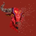 Red bull head with geometric pattern- Vector illustration Royalty Free Stock Photo