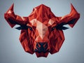 Low polygon Red bull head with geometric pattern- Vector illustration Royalty Free Stock Photo