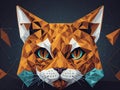 Low polygon universe cat head with geometric patterns cute cat