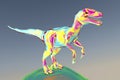 Low-polygonal dinosaur Velociraptor