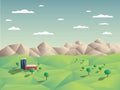 Low polygonal farming agriculture landscape