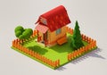 Low polygonal isometric model of a house.