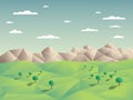 Low polygonal landscape concept illustration with