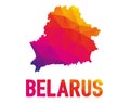 Low polygonal map of Republic of Belarus with Belarus typo sign