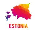 Low polygonal map of Republic of Estonia Eesti Vabariik with E Royalty Free Stock Photo