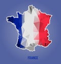 Low polygonal national flag stylized France map