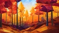 a low polygonal painting of a forest with trees Royalty Free Stock Photo
