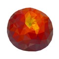 Low polygonal red peach isolated