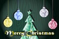 Low polygonal wallpapers Merry Christmas tree and baubles shadows Royalty Free Stock Photo