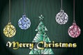 Low polygonal wallpapers Merry Christmas tree and baubles stroke Royalty Free Stock Photo