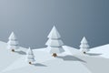 Low polygonal winter background with christmas tree