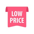 Low price Label. Isolated on white. Red color. Royalty Free Stock Photo