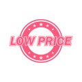 Low price label. Red color, isolated on white. Royalty Free Stock Photo