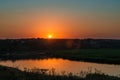Low red sunset over river Royalty Free Stock Photo