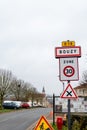 Low season in winter in Champagne sparkling wine making region near Epernay, Champagne, France. Road signes and towns of