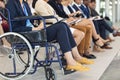 Business people sitting on chairs while listening to speech in conference room Royalty Free Stock Photo