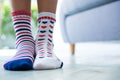 Low section of girl wearing patterned socks Royalty Free Stock Photo