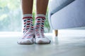 Low section of girl wearing socks Royalty Free Stock Photo