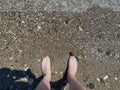 Low Section Of Man Standing At Beach Royalty Free Stock Photo