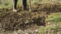 Low section of man working the soil. Farmering concept