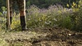 Low section of man working the soil. Farmering concept