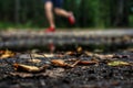 low section of person walking on road Royalty Free Stock Photo