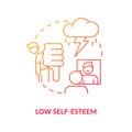 Low self esteem red gradient concept icon