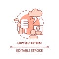 Low self esteem terracotta concept icon