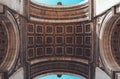 Low shot of a ceiling of the Arc of Triumph in Paris with beautiful engravings on it Royalty Free Stock Photo