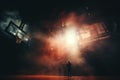 Low shutter glitch silhouette basketball ball bouncing, minimalist. Generative AI
