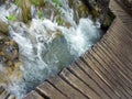 Low shutter speed of beautiful waterfalls, Plitvice lakes national park UNESCO, dramatic unusual scenic, green foliage alpine Royalty Free Stock Photo