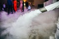 Low smoke effect at the wedding reception. Party entertainment Royalty Free Stock Photo