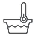 Low temperature line icon, indicator and wash, thermometer and basin sign, vector graphics, a linear pattern