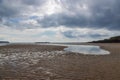 Low tide at the beach, at Bigbury-on-sea in Devon Royalty Free Stock Photo