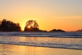 Pacific Sunset at Chesterman Beach in Tofino, Vancouver Island, British Columbia, Canada Royalty Free Stock Photo