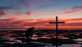 Low Tide Cross Praying