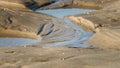 Low tide in the North sea exposed the bottom with sand and water Royalty Free Stock Photo