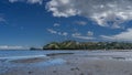 The low tide in the ocean. The seabed was exposed.