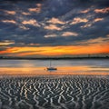 Low tide at sunset over the river Thames